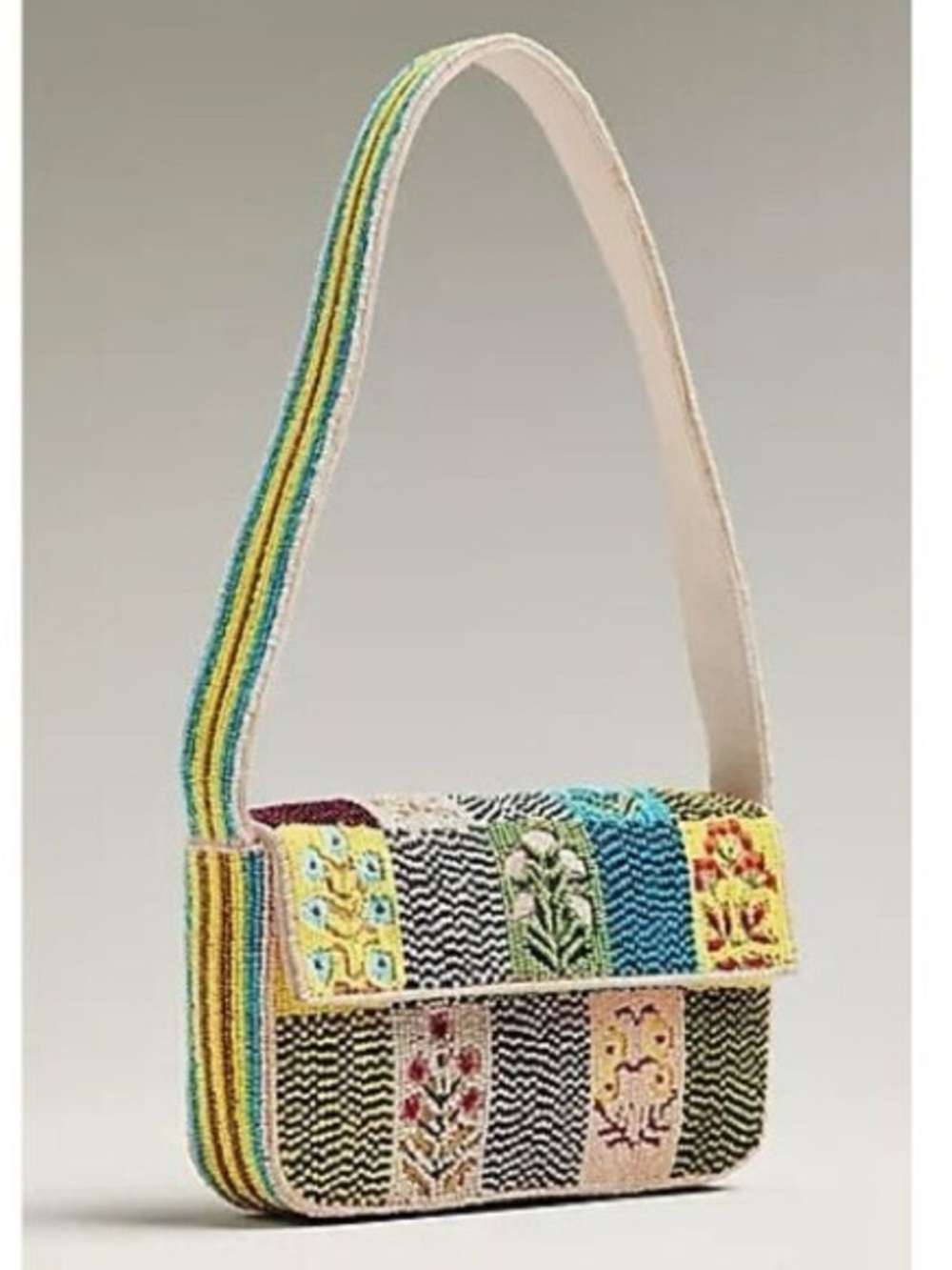 Anthropologie Fiona Beaded Bag Floral Edition Garden Stamp NWT